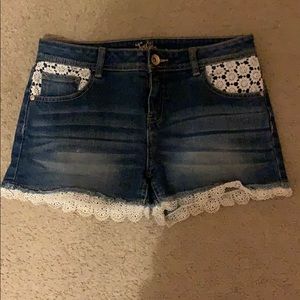 Justice Dark Wash Floral Shorts